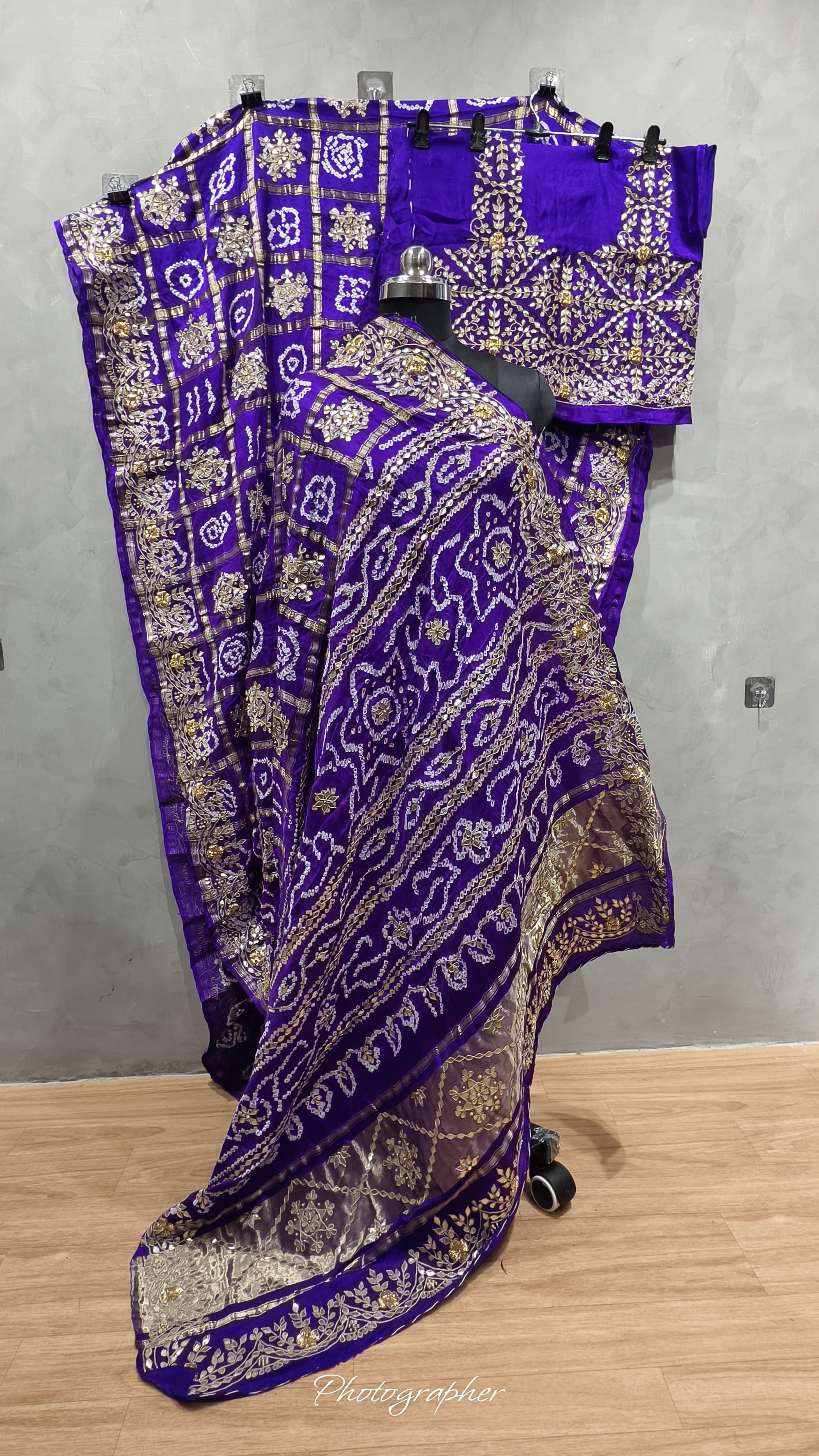 Pure Gaji Silk Hand Bandej Gharchola Sarees With Original Hand Work In Allover With Blouse